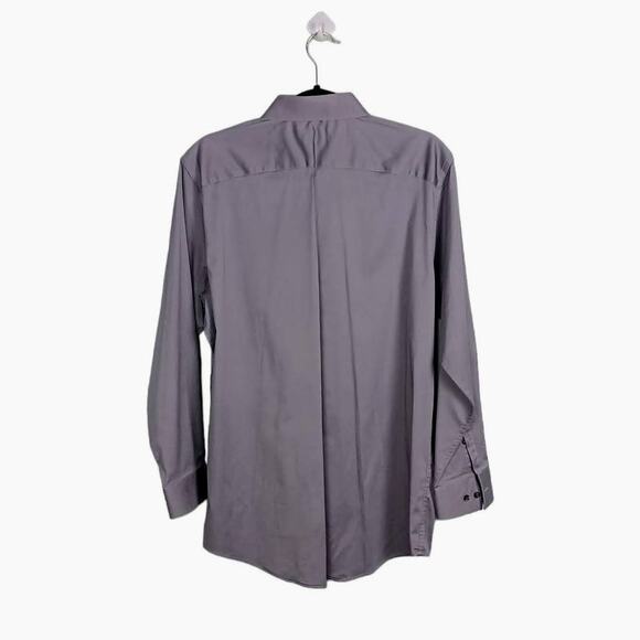 MARC ANTHONY Mens Solid Gray Long Sleeve Dress Shirt Stretch Slim Fit 16.5/32-33 - Picture 2 of 8
